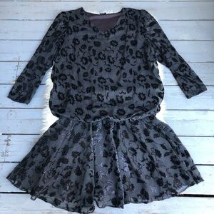 Vintage Raquel Samtex Jacquard Black Floral Long Sleeves Short Dress Tunic 4XL
